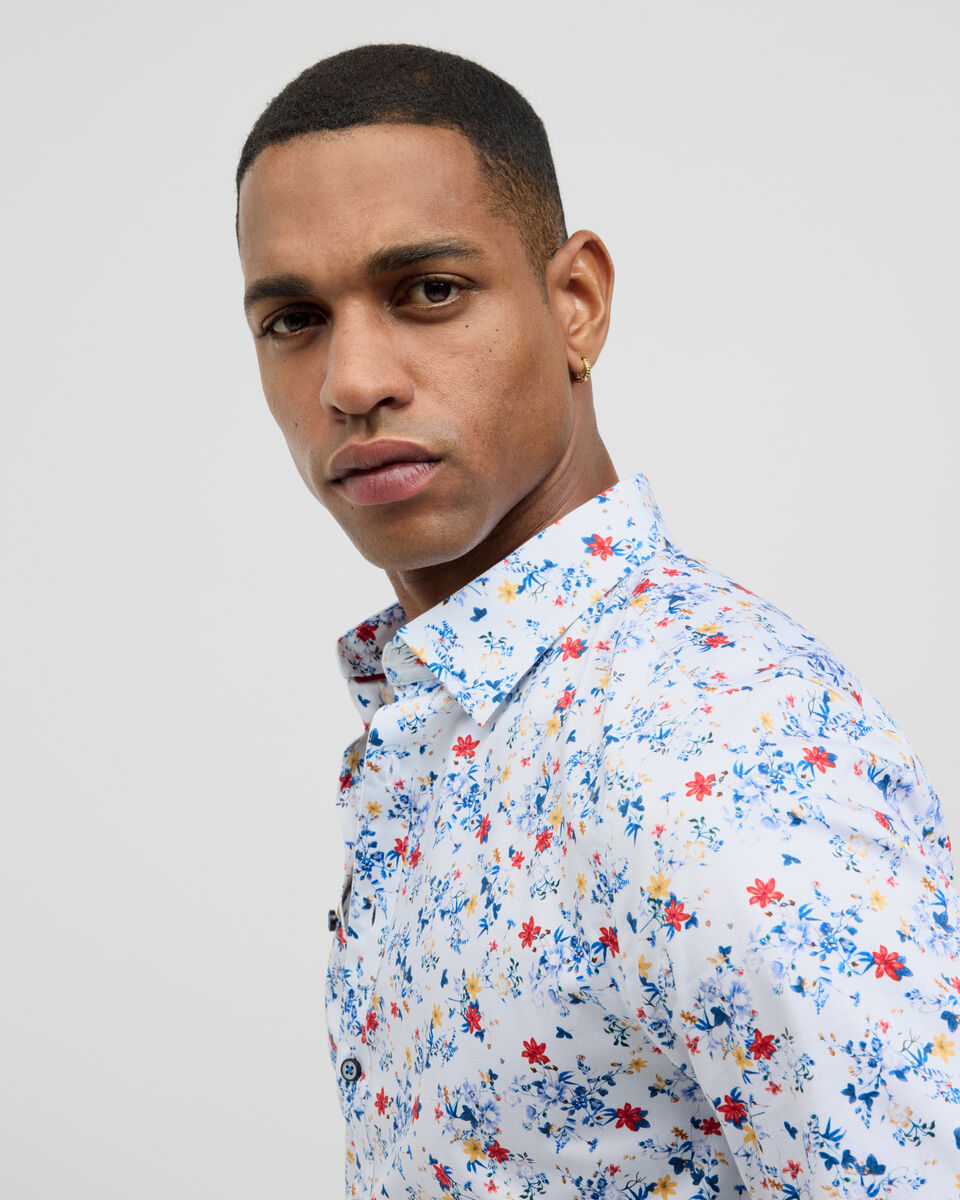 Fusion Floral Long Sleeve Shirt, Blue, hi-res